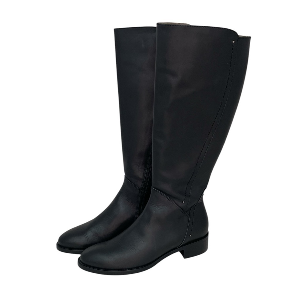 ITALEAU Boots Handmade Black Leather Tall Equestrian Italy Size 37
